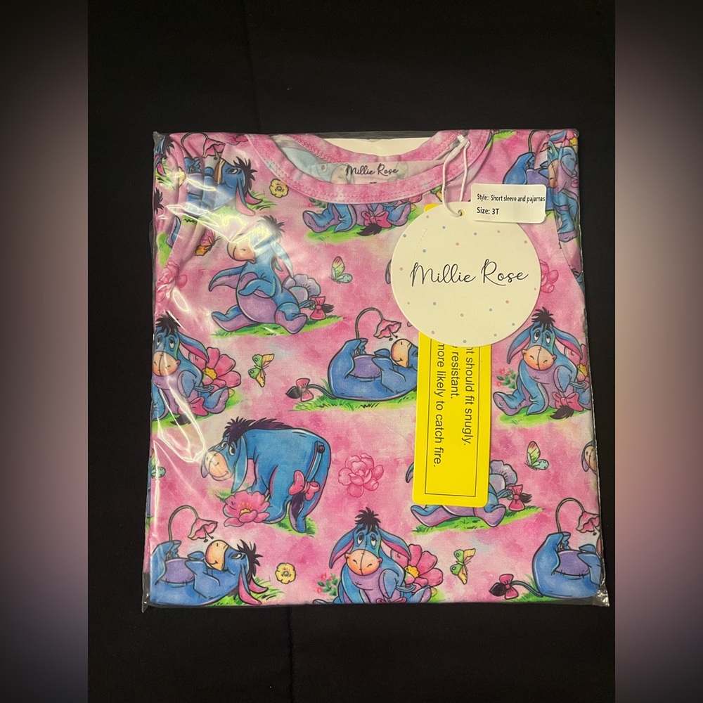 Millie Rose Bamboo Eeyore Short Sleeve Pajamas 2-Piece Set Size 3T NWT